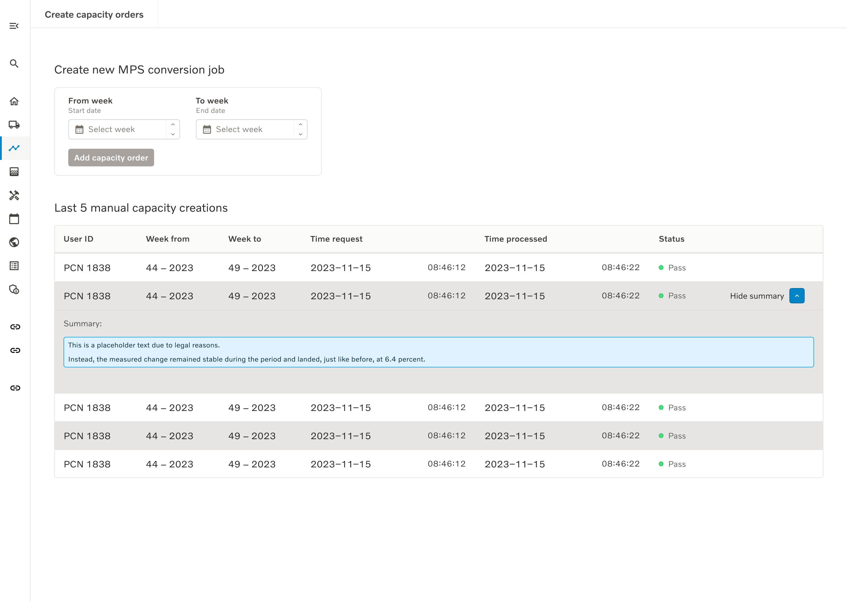 capacity orders new